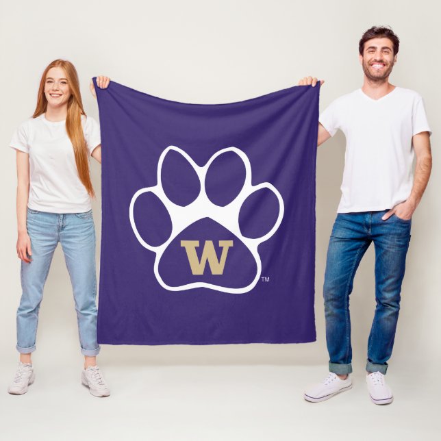 University of Washington Purple & Gold Husky Paw Fleece Blanket (In Situ)