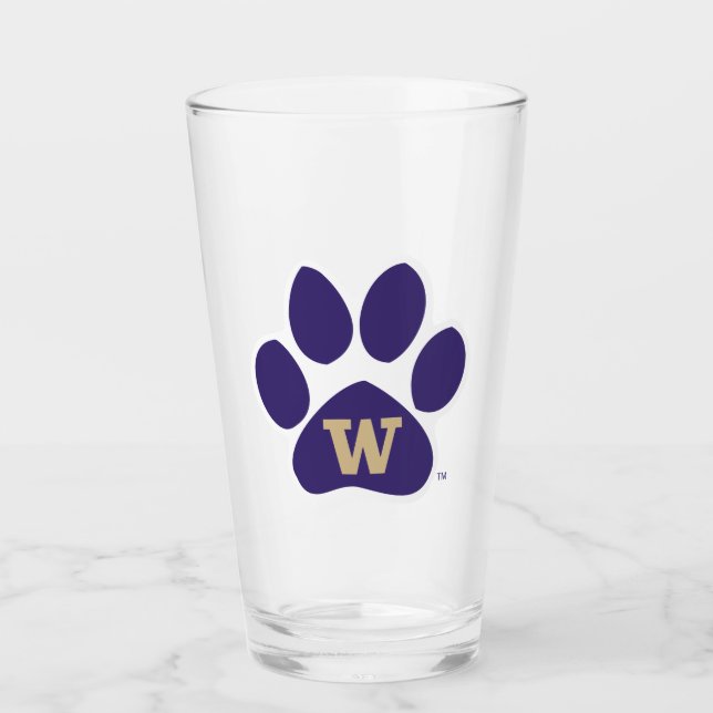 University of Washington Purple & Gold Husky Paw Glass (Front)