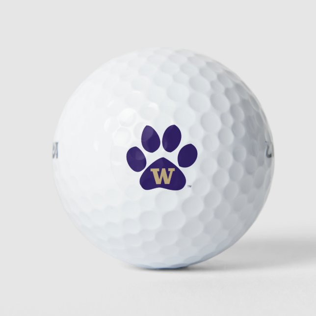 University of Washington Purple & Gold Husky Paw Golf Balls (Front)