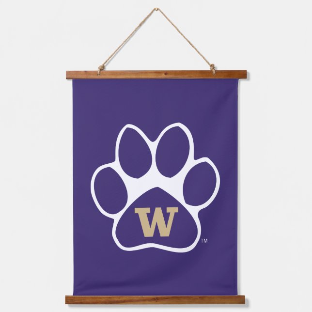 University of Washington Purple & Gold Husky Paw Hanging Tapestry (Front)