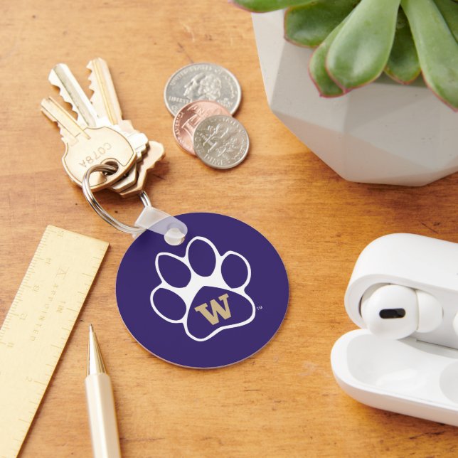 University of Washington Purple & Gold Husky Paw Keychain (Desk)
