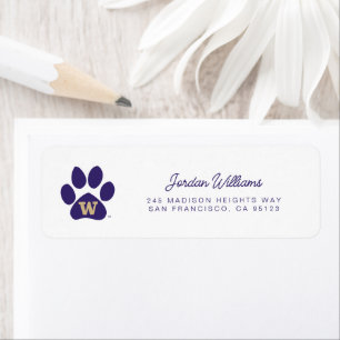 University of Washington Purple & Gold Husky Paw Label