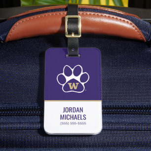 University of Washington Purple & Gold Husky Paw Luggage Tag