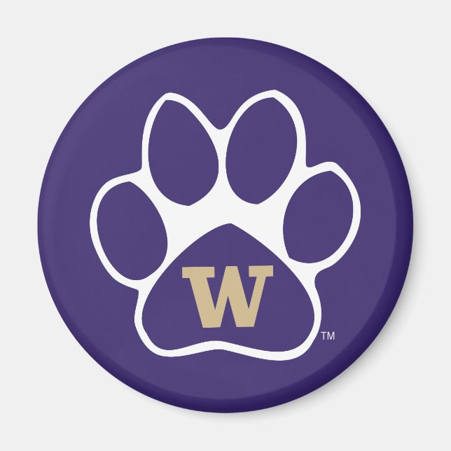 University of Washington Purple & Gold Husky Paw Magnet (Front)
