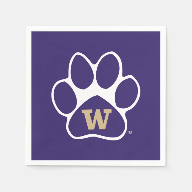 University of Washington Purple & Gold Husky Paw Napkins (Front)