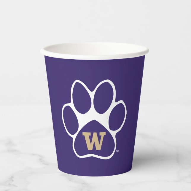 University of Washington Purple & Gold Husky Paw Paper Cups (Front)