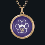 University of Washington Purple & Gold Husky Paw Plated Necklace<br><div class="desc">Show your school spirit with this University of Washington-inspired design featuring a bold purple husky paw print. The center of the paw showcases the iconic gold "W" logo, symbolizing the proud tradition of the Huskies. The deep purple hue represents the school's official colors, creating a striking contrast that stands out....</div>
