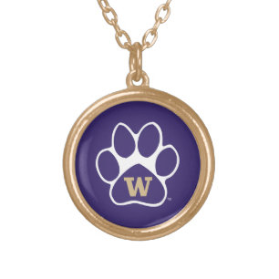 University of Washington Purple & Gold Husky Paw Plated Necklace