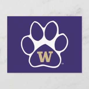 University of Washington Purple & Gold Husky Paw Postcard