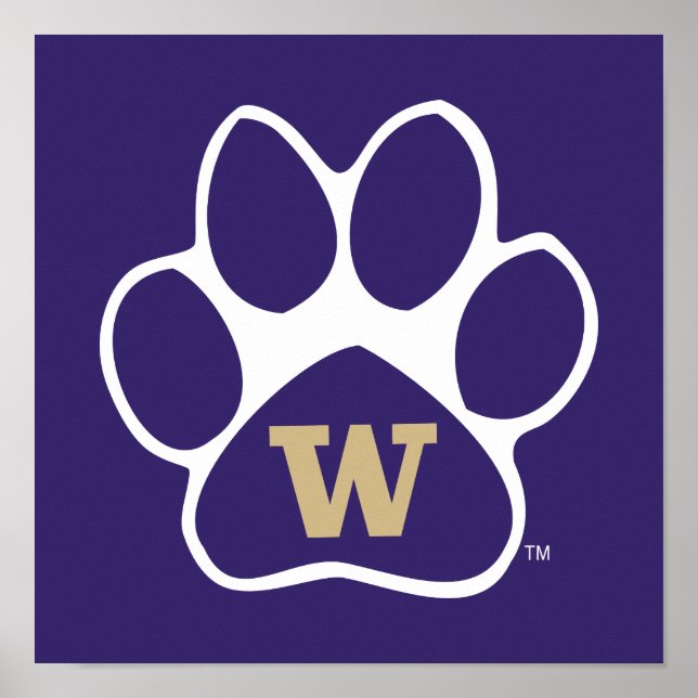 University of Washington Purple & Gold Husky Paw Poster (Front)