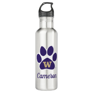 University of Washington Purple & Gold Husky Paw Stainless Steel Water Bottle