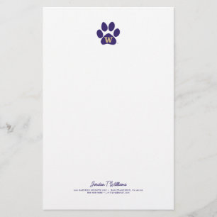 University of Washington Purple & Gold Husky Paw Stationery