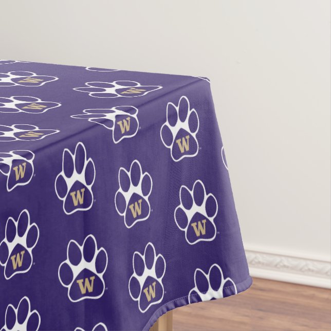 University of Washington Purple & Gold Husky Paw Tablecloth (In Situ)