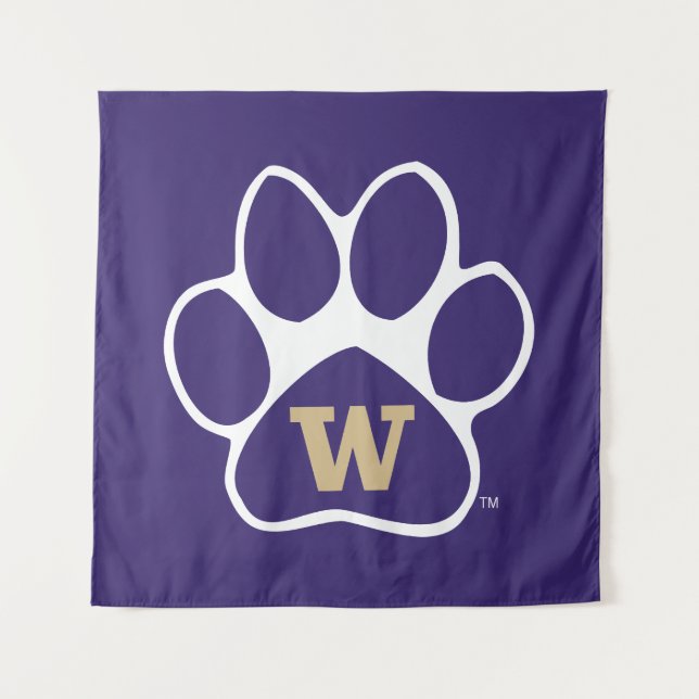 University of Washington Purple & Gold Husky Paw Tapestry (Front)
