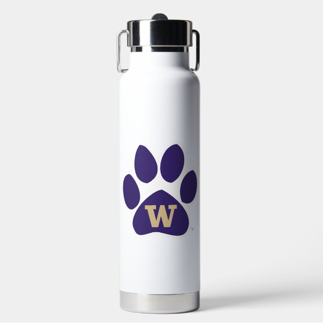 University of Washington Purple & Gold Husky Paw Water Bottle (Front)