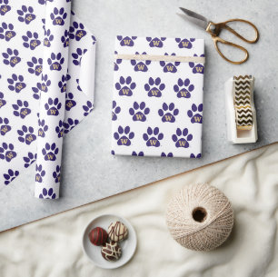 University of Washington Purple & Gold Husky Paw Wrapping Paper