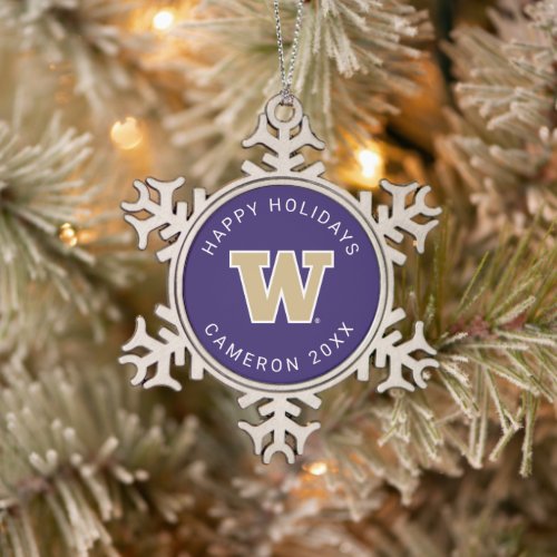University of Washington Snowflake Pewter Christmas Ornament