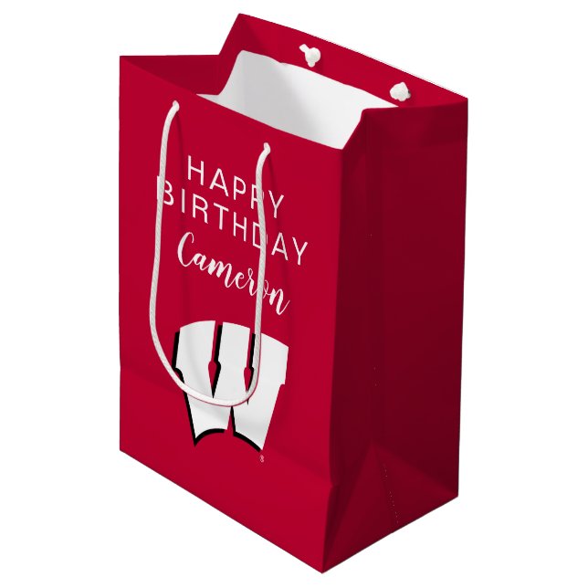 University of Wisconsin | Birthday Medium Gift Bag (Front Angled)