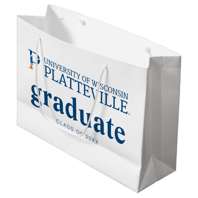 University of Wisconsin Platteville Large Gift Bag (Front Angled)