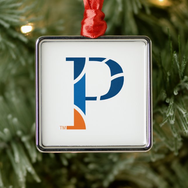 University of Wisconsin Platteville P Metal Ornament (Tree)