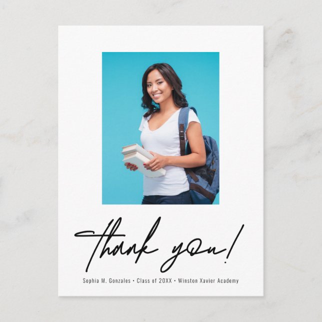 University Photo Graduation Announcement Thank you (Front)