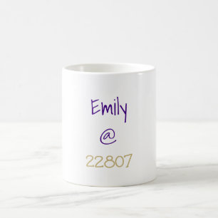 University Purple Gold Zip Code Custom Coffee Mug