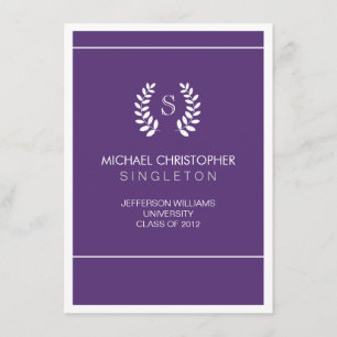 University Purple & White Graduation Announcement