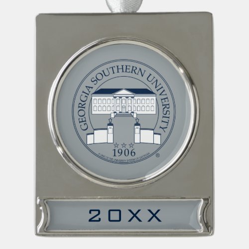 University Seal Silver Plated Banner Ornament