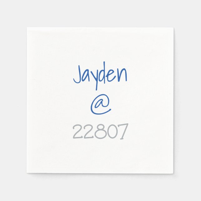University Silver Blue Zip Code Custom Napkins (Front)