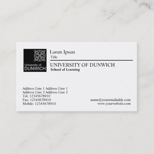 University Style - Black Rule Business Card Templates