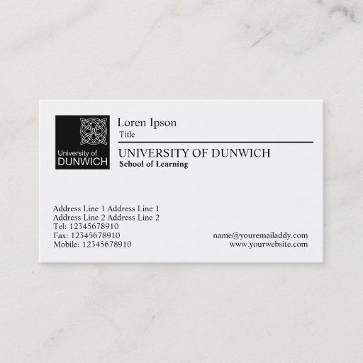 Customizable University Style - Black Rule Business Card Templates