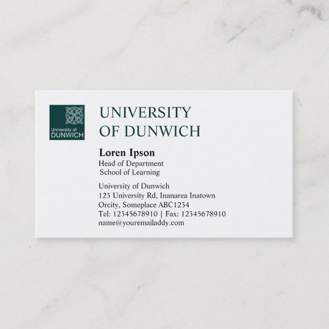 University Style - Dark Green Business Card (Front)