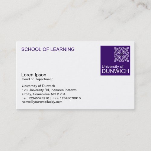 University Style - Deep Purple Business Card Template