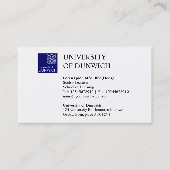 University Style v2 Business Card (Front)