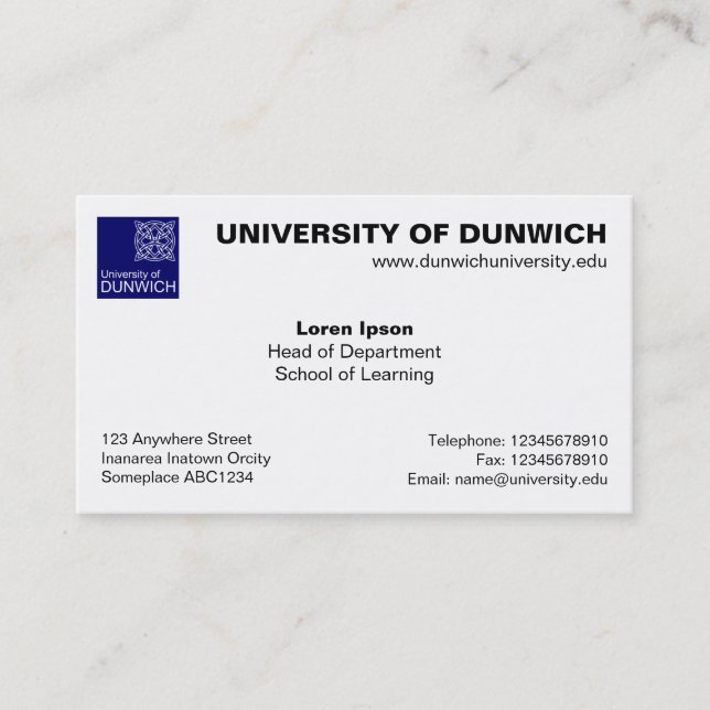 University Style v4 Business Card (Front)