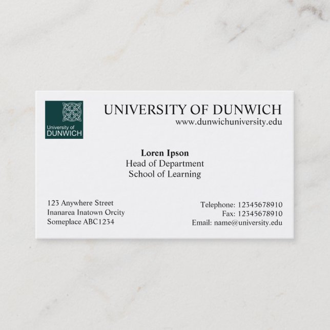 University Style v4 Business Card (Front)
