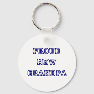 University Text Proud New Grandpa Keychain