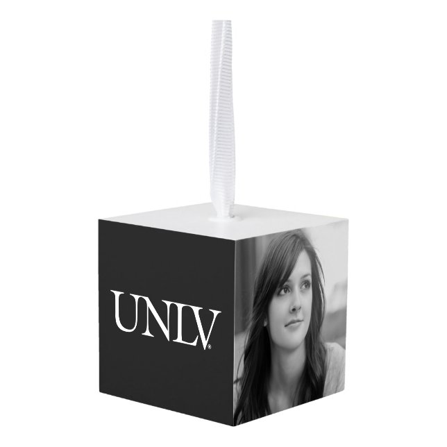 University UNLV Cube Ornament (Back Angled)