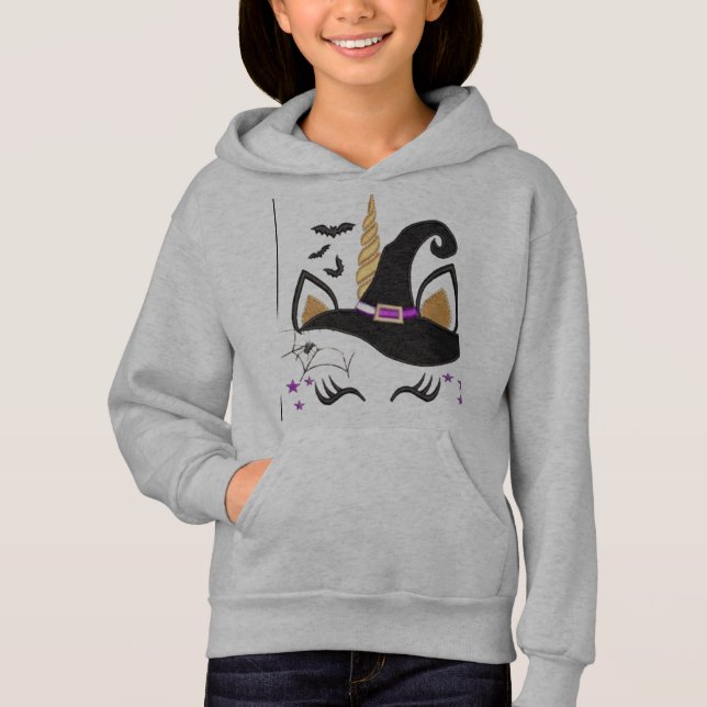 Uniwitch ,cute unicorn witch ,cute Halloween Hoodie (Front)