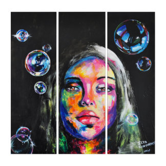 Unknown girl and soap bubbles triptych