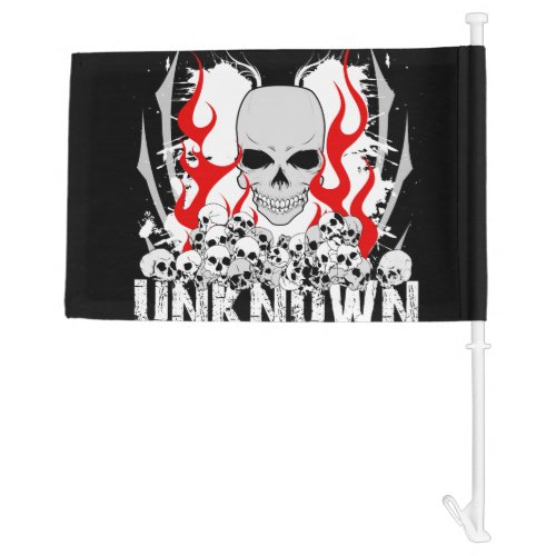 Unknown Stack of Skulls Red Flames Custom Car Flag
