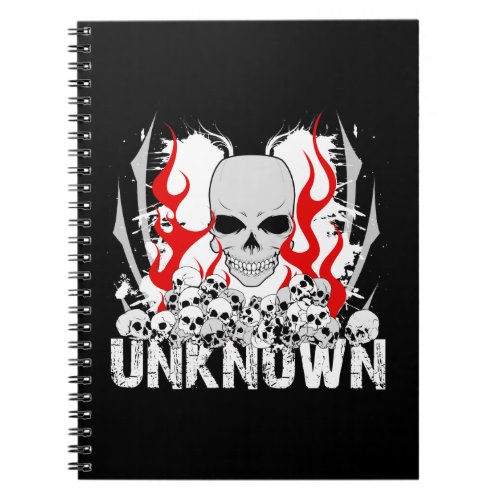 Unknown Stack of Skulls With Red Flames Notebook