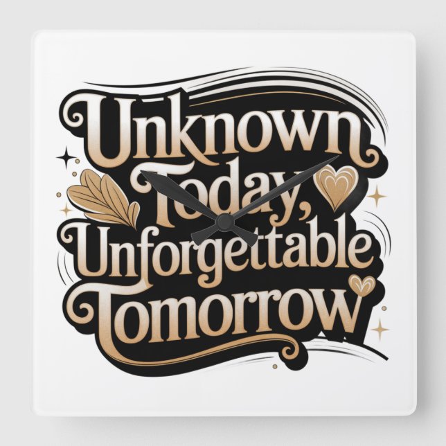 Unknown Today, Unforgettable Tomorrow Square Wall Clock (Front)