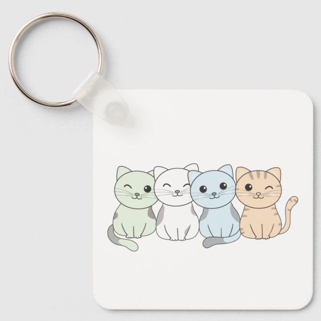 Unlabeled Flag Pride Lgbtq Cute Cat Keychain (Front)
