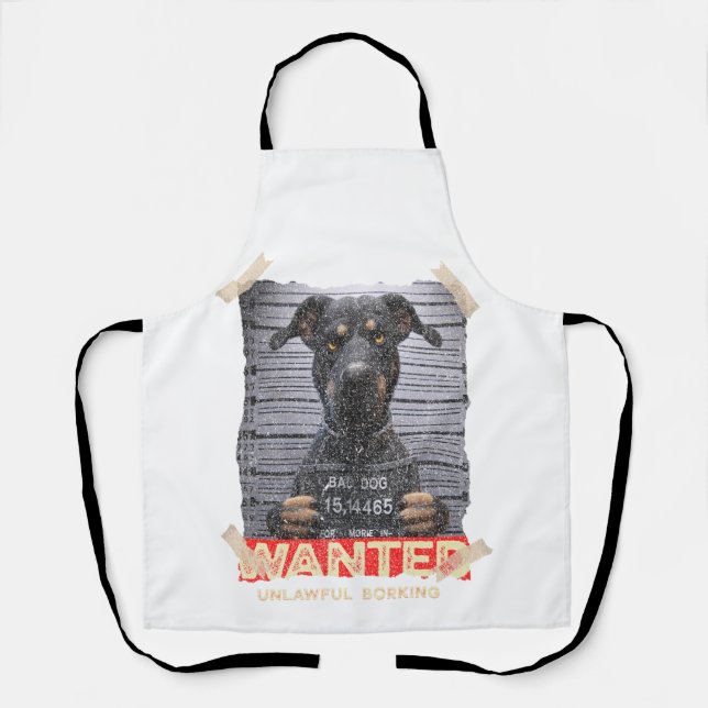 Unlawful Barking: The Doberman's Stern Warning Apron (Front)