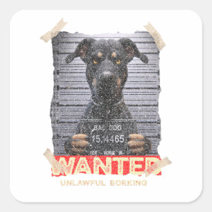Unlawful Barking: The Doberman's Stern Warning Square Sticker