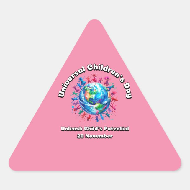 Unleash Child's Potential. World Children's Day. Triangle Sticker (Front)