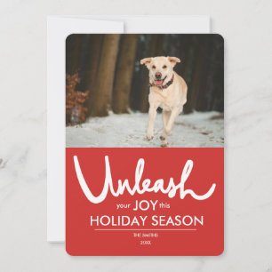 Unleash Funny Dog Photo Holiday Card