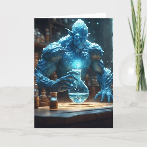 Unleash Halloween Magic with Our Giant Blue Ghoul  Holiday Card
