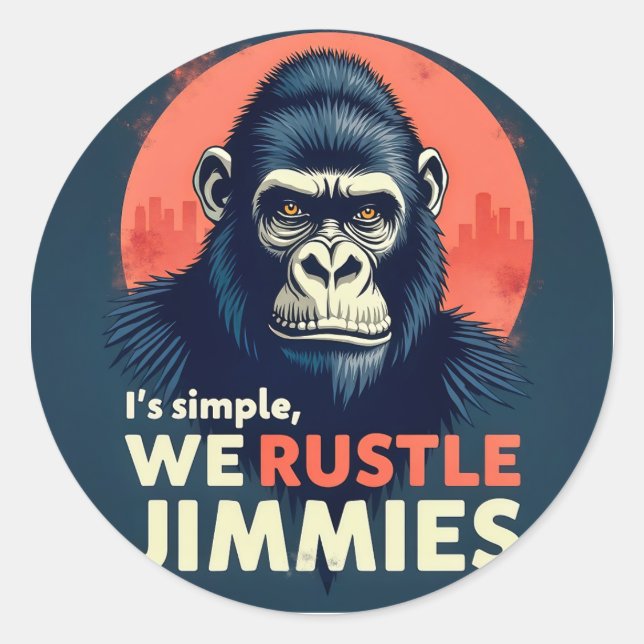 Unleash Humor: Gorilla Jokes That Rustle Jimmies Classic Round Sticker (Front)